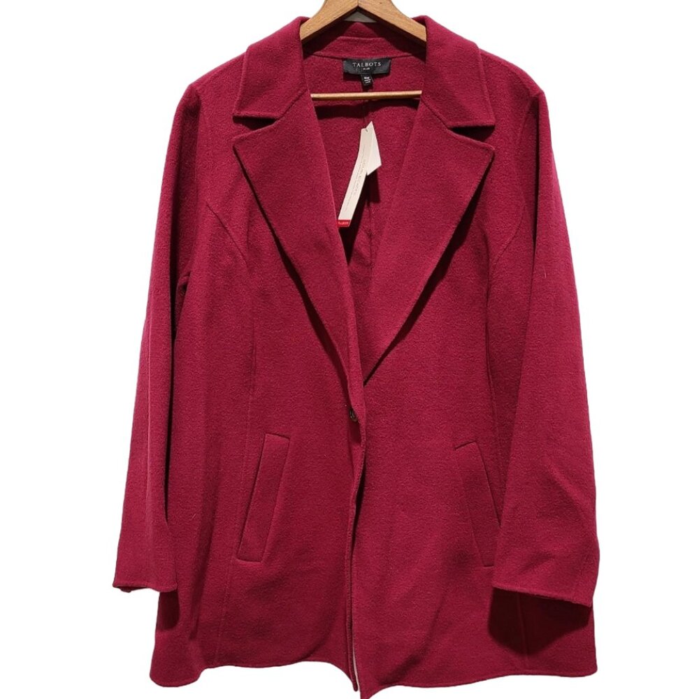 NWT Talbots Double Faced Wool Blend Blazer Plus 16W Cayenne Button Front